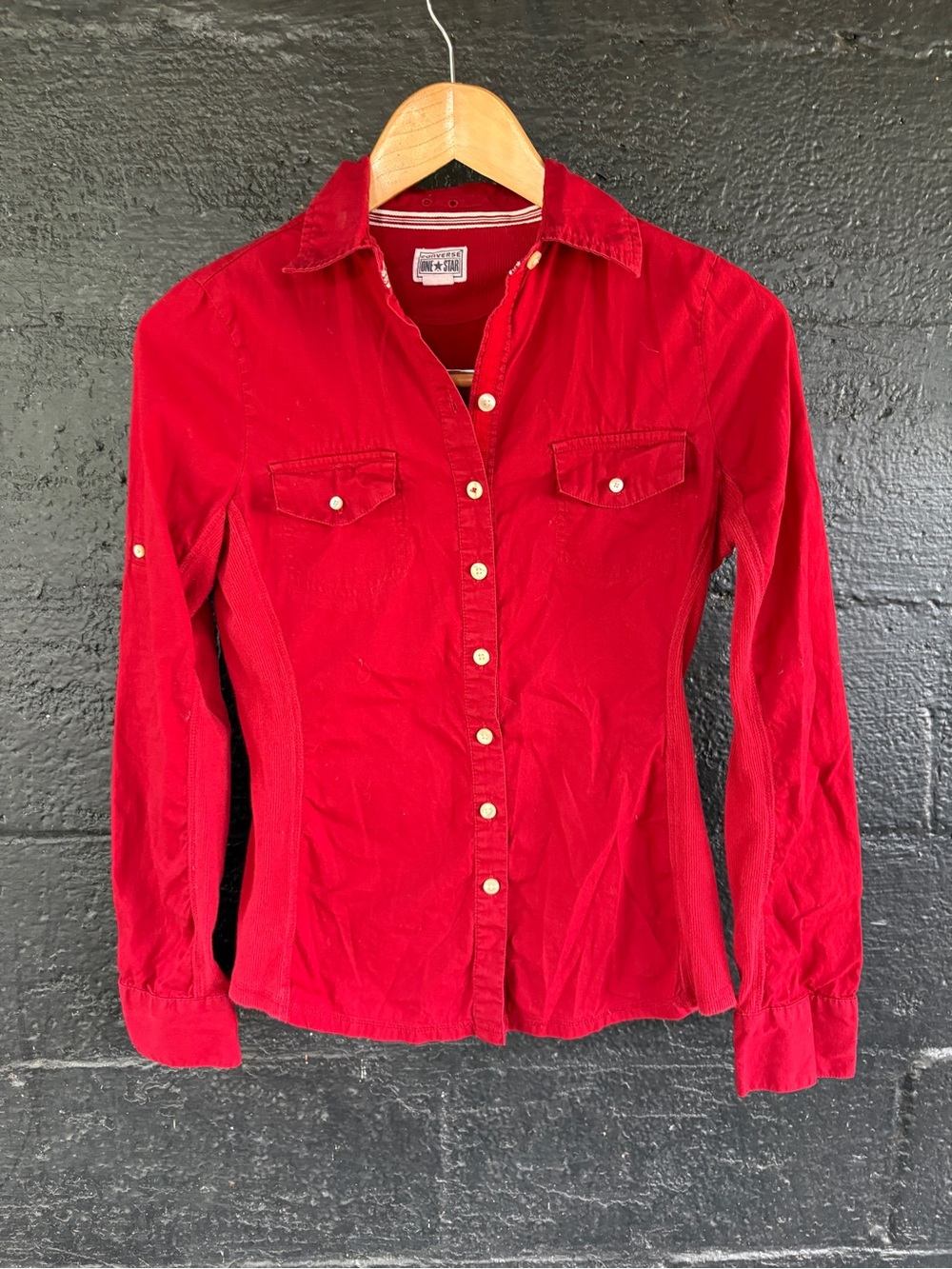 Converse Red Button-Front Corduroy Women's Shirt